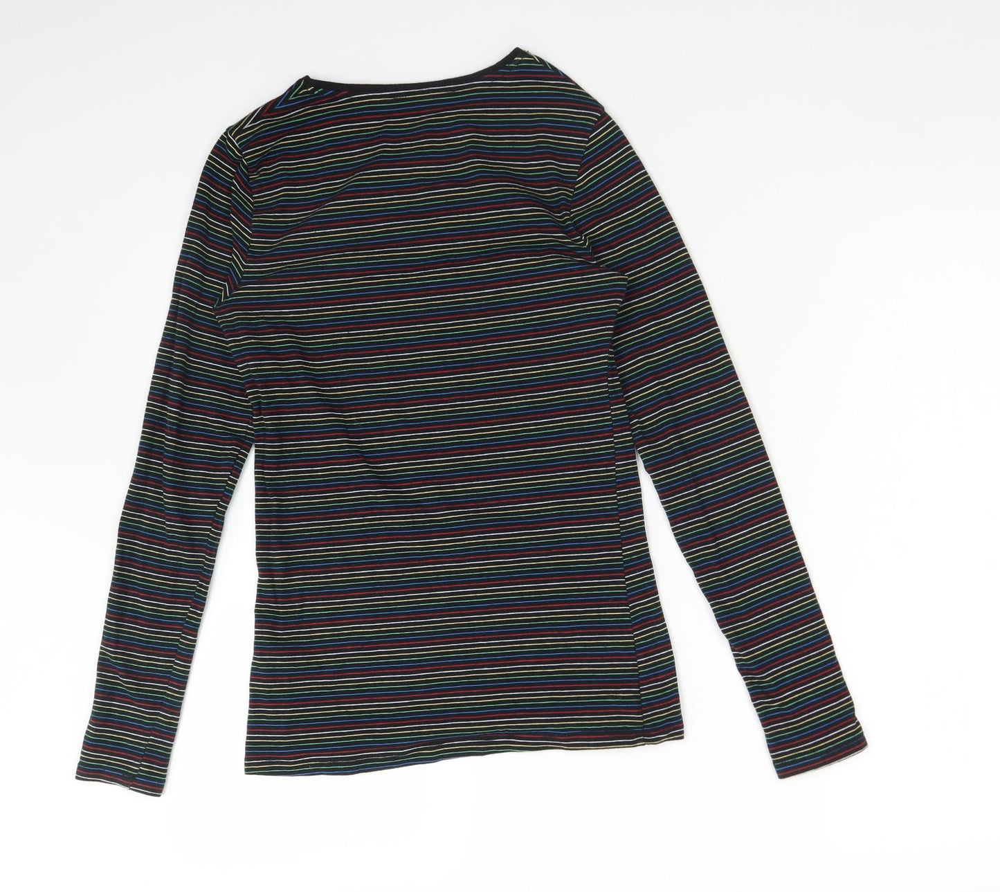 Primark Womens Multicoloured Striped Cotton Basic T-Shirt Size XS Round Neck