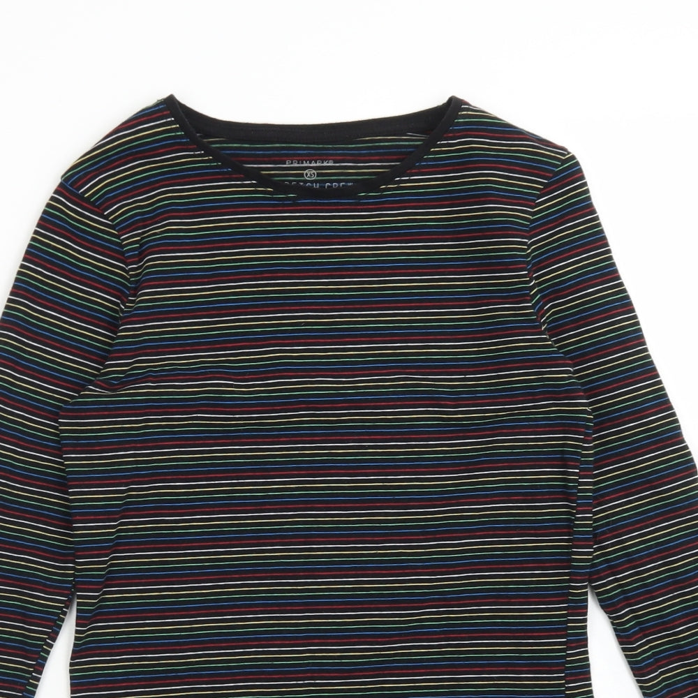 Primark Womens Multicoloured Striped Cotton Basic T-Shirt Size XS Round Neck
