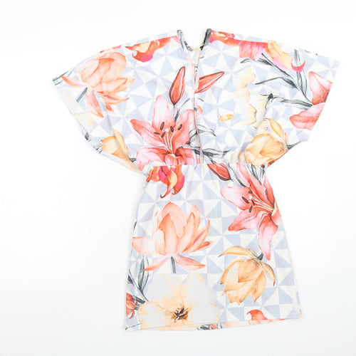 Boohoo Womens Multicoloured Floral Polyester Fit & Flare  Size 10  V-Neck