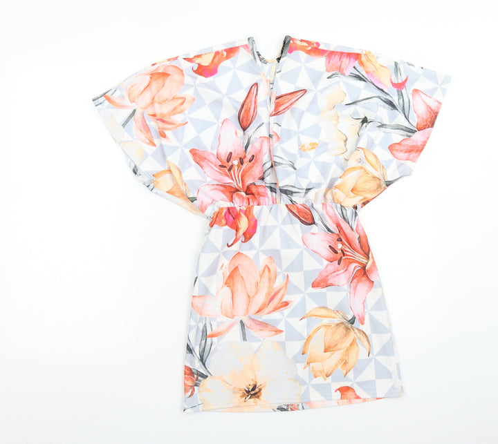 Boohoo Womens Multicoloured Floral Polyester Fit & Flare  Size 10  V-Neck