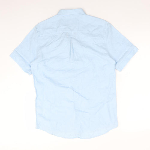 River Island Mens Blue  Linen  Button-Up Size S Collared