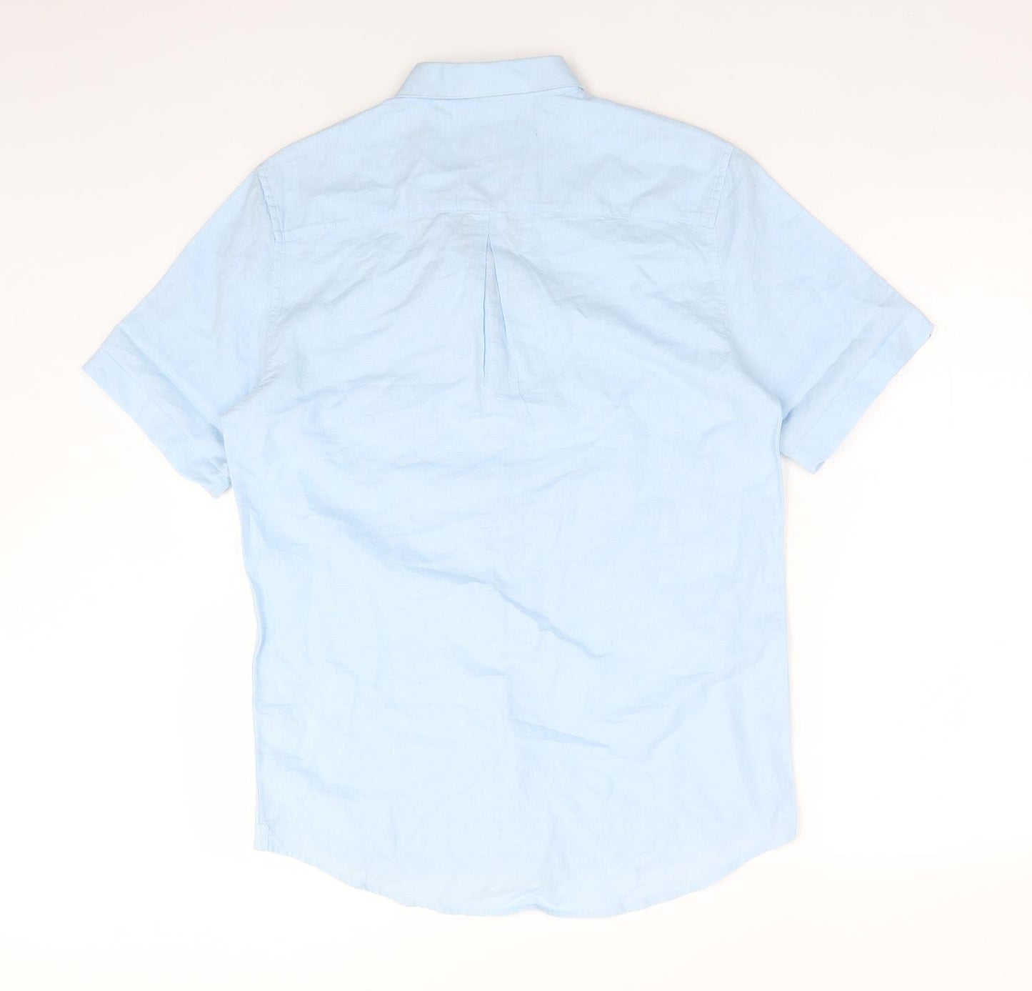 River Island Mens Blue  Linen  Button-Up Size S Collared