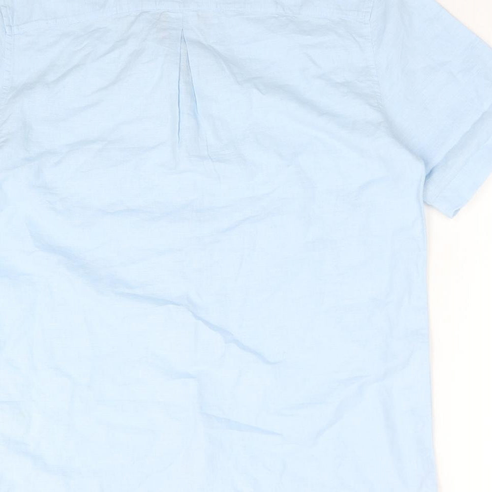 River Island Mens Blue  Linen  Button-Up Size S Collared