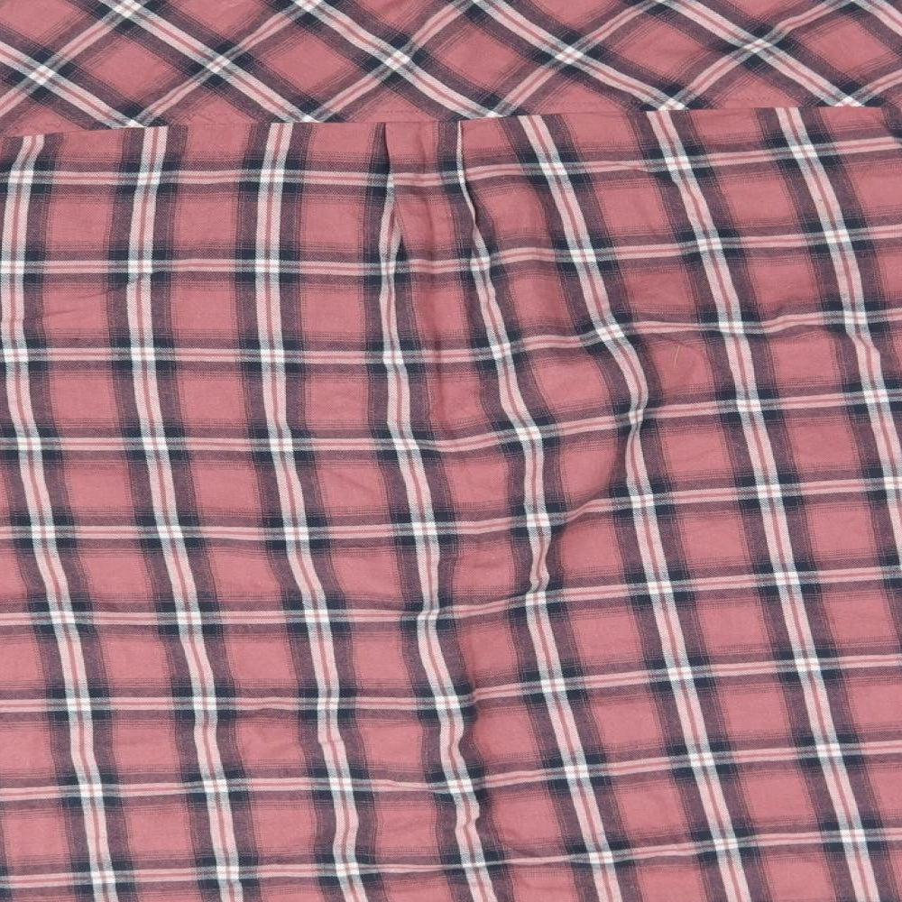 New Look Womens Pink Plaid Cotton Basic Button-Up Size 16 Collared