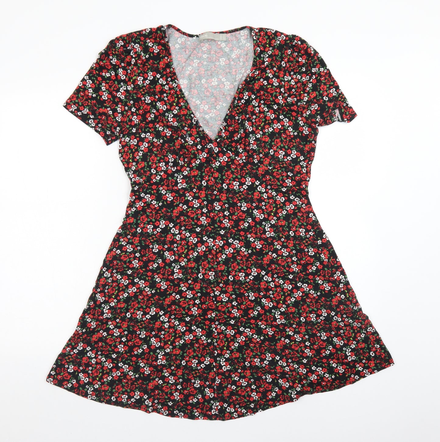 ASOS Womens Multicoloured Floral Viscose Skater Dress  Size 14  V-Neck
