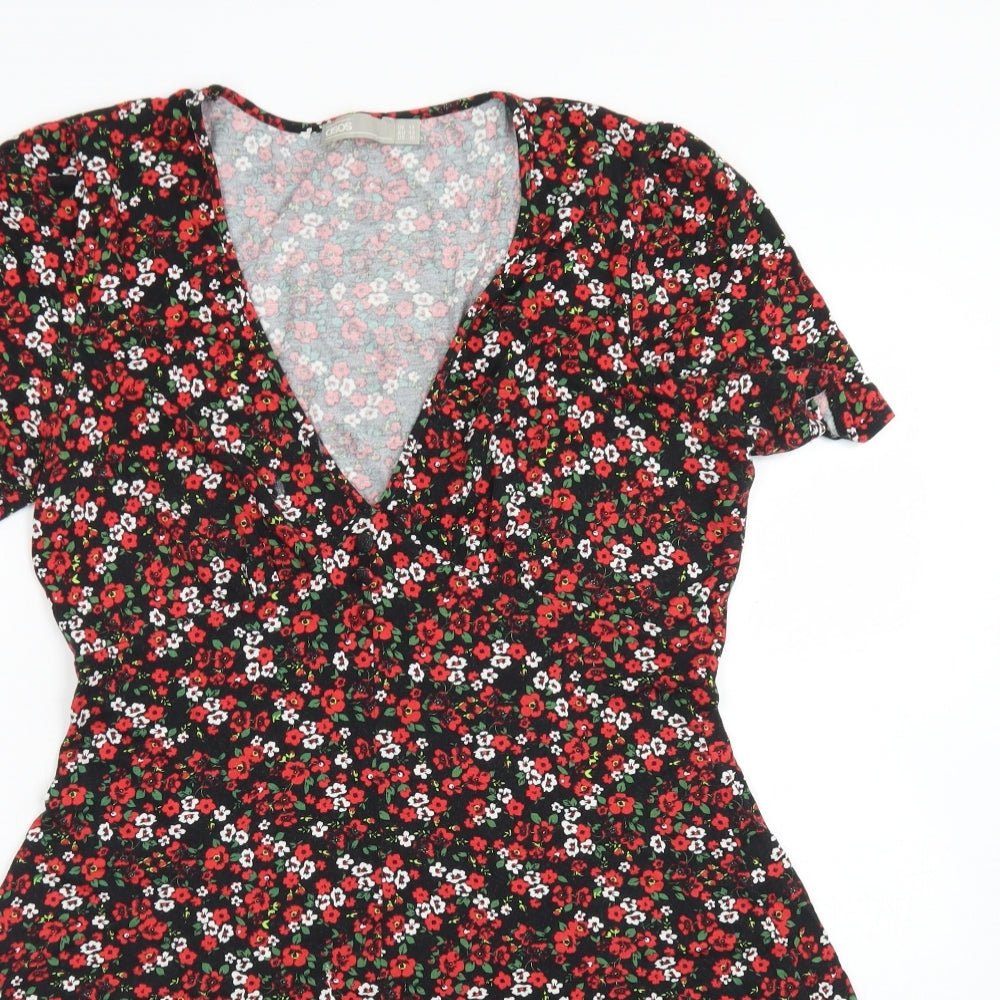 ASOS Womens Multicoloured Floral Viscose Skater Dress  Size 14  V-Neck