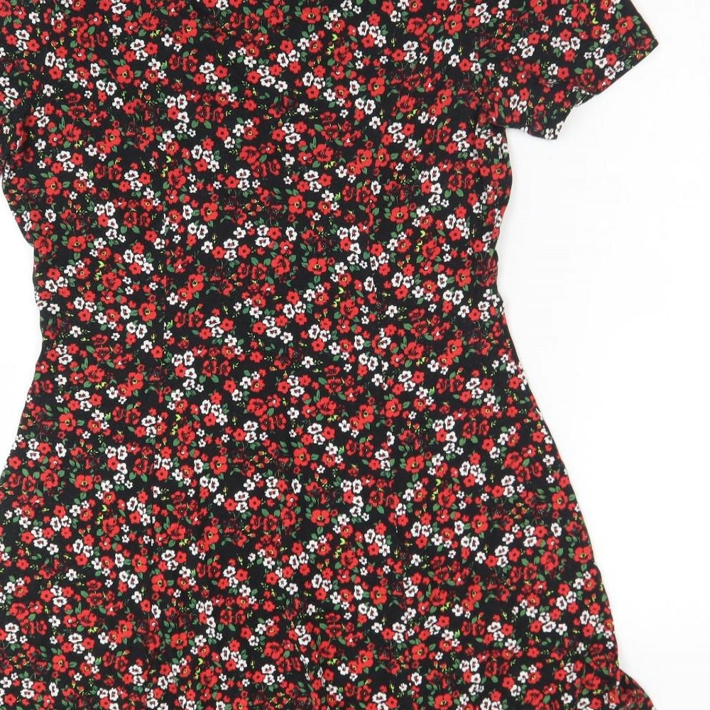 ASOS Womens Multicoloured Floral Viscose Skater Dress  Size 14  V-Neck
