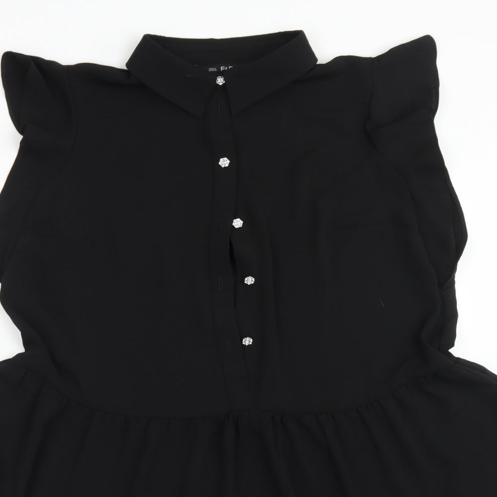 F&F Womens Black  Polyester Trapeze & Swing  Size 14  Collared