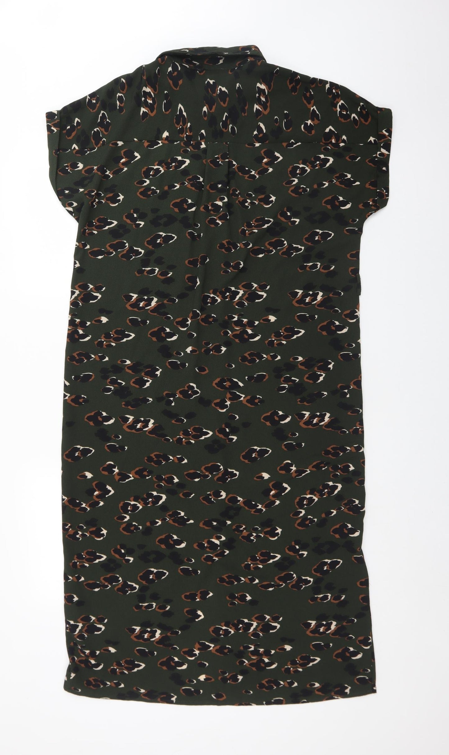 New Look Womens Green Animal Print Polyester Shirt Dress  Size 14  Collared