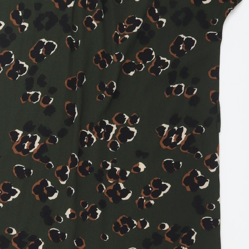 New Look Womens Green Animal Print Polyester Shirt Dress  Size 14  Collared