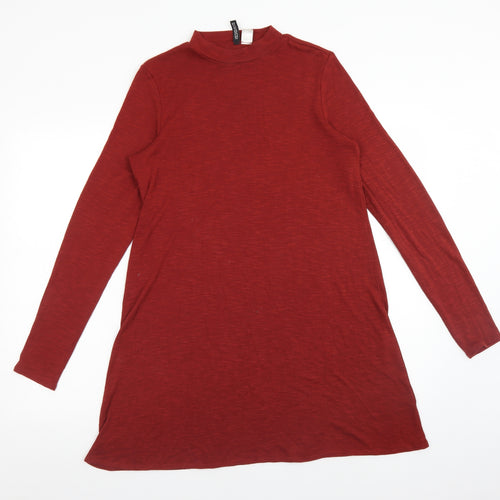 H&M Womens Orange  Viscose A-Line  Size 14  Mock Neck