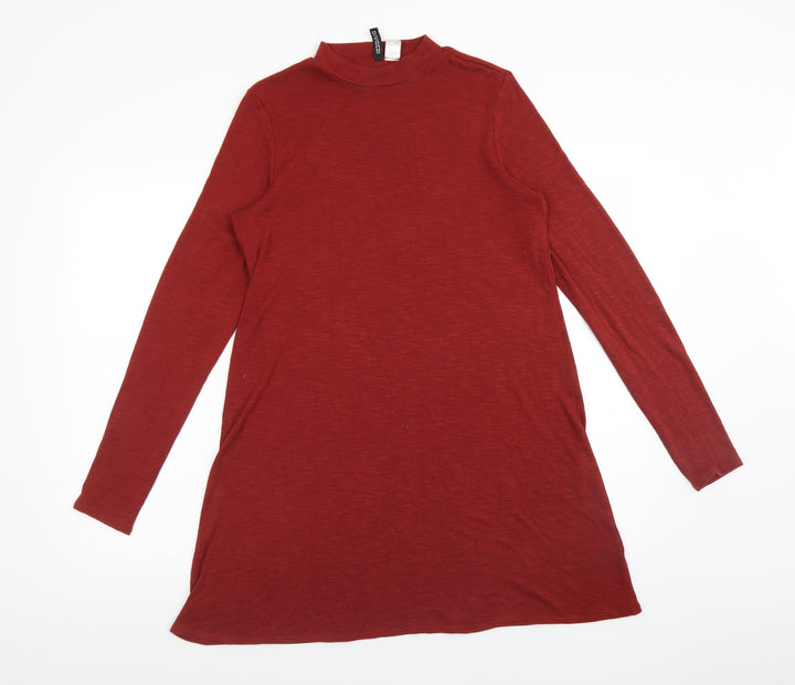 H&M Womens Orange  Viscose A-Line  Size 14  Mock Neck