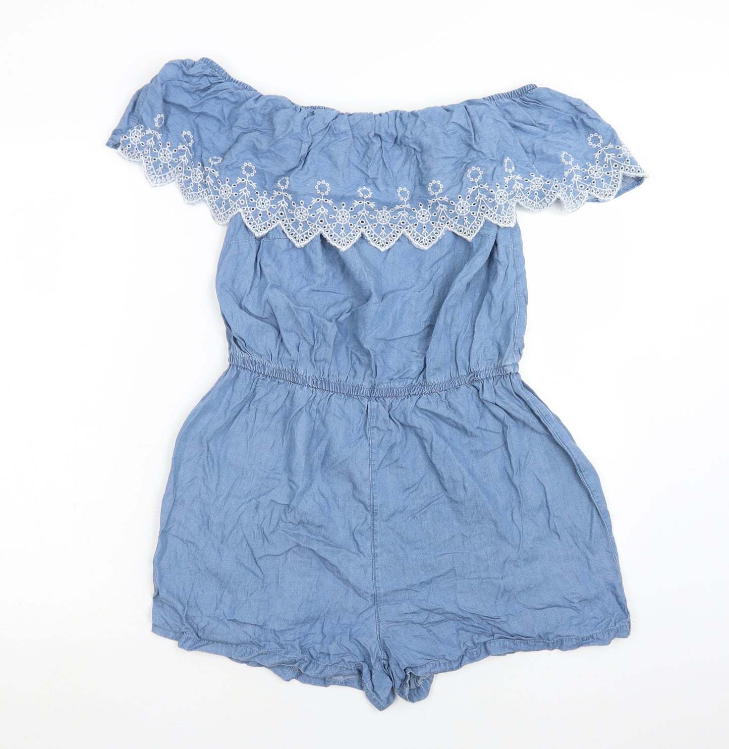 Peacocks Womens Blue Floral  Playsuit One-Piece Size 14