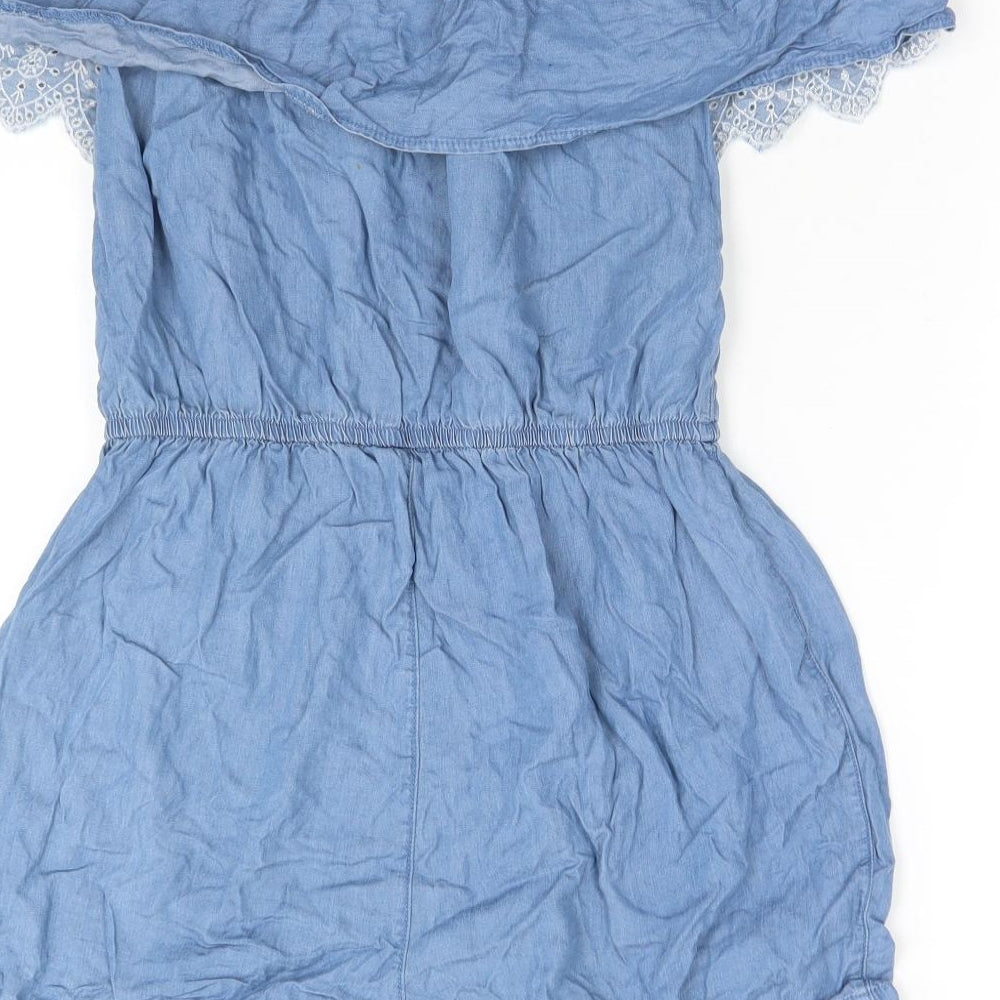 Peacocks Womens Blue Floral  Playsuit One-Piece Size 14