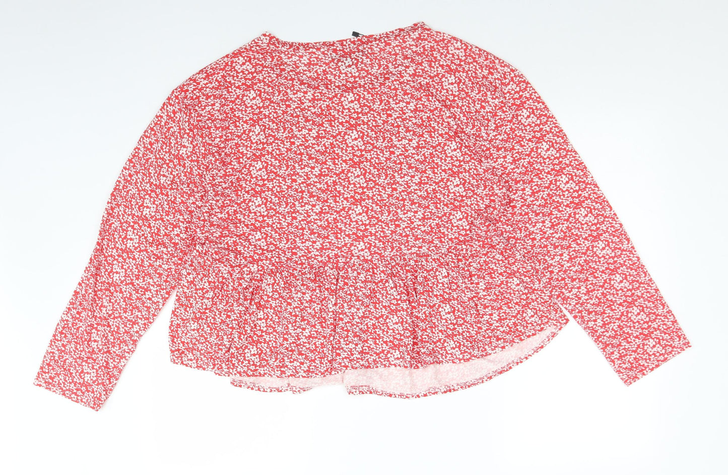WEDNESDAY'S GIRL Womens Red Floral Viscose Basic T-Shirt Size 18 Round Neck