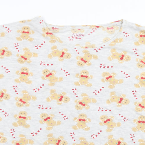 PRETTY SECRETS Womens Grey Solid Polyester  Pyjama Top Size 34   - GINGERBREAD MEN. CANDY CANES