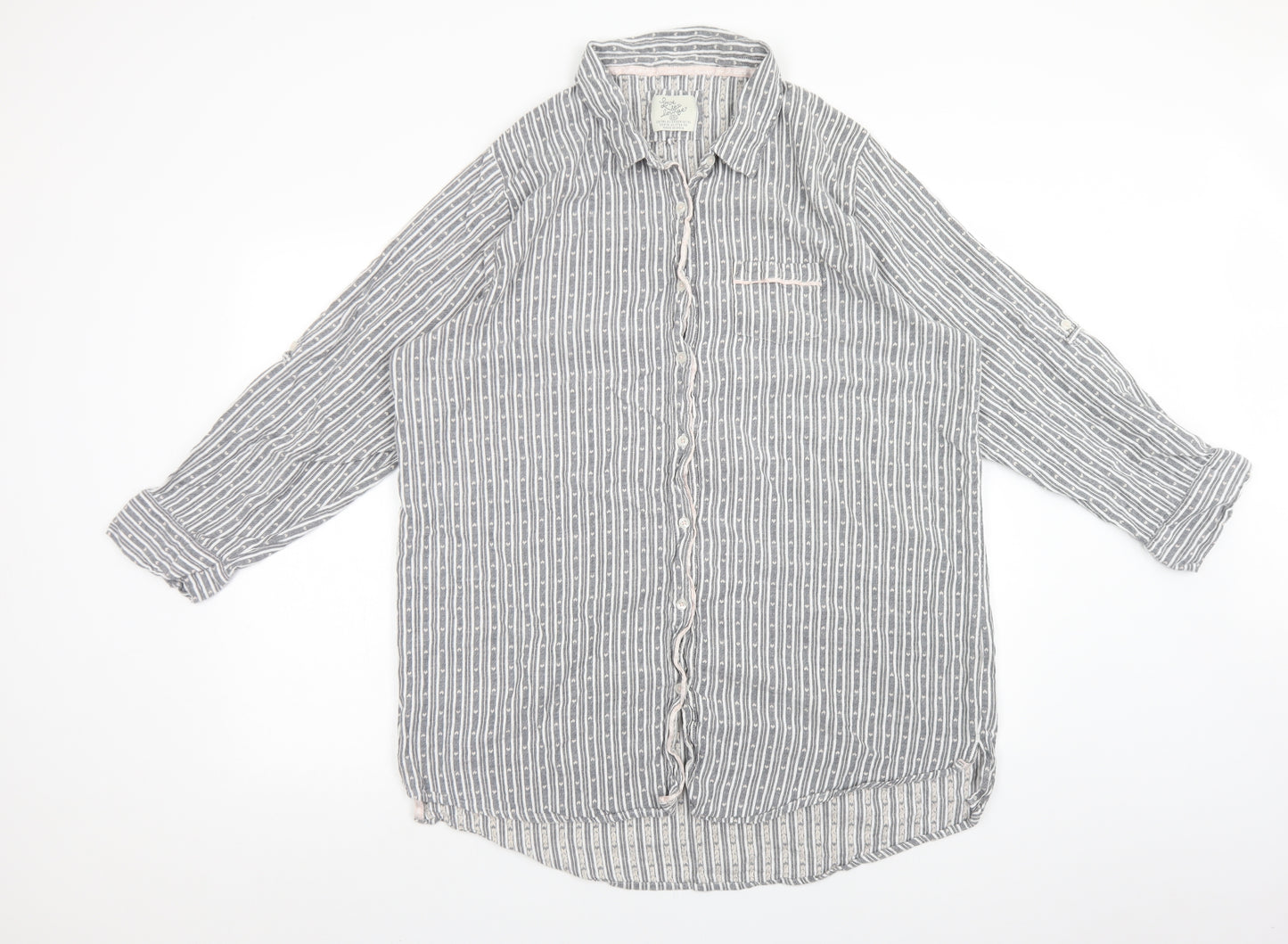 LOVE TO LOUNGE Womens Grey Striped Cotton  Pyjama Top Size 2XL