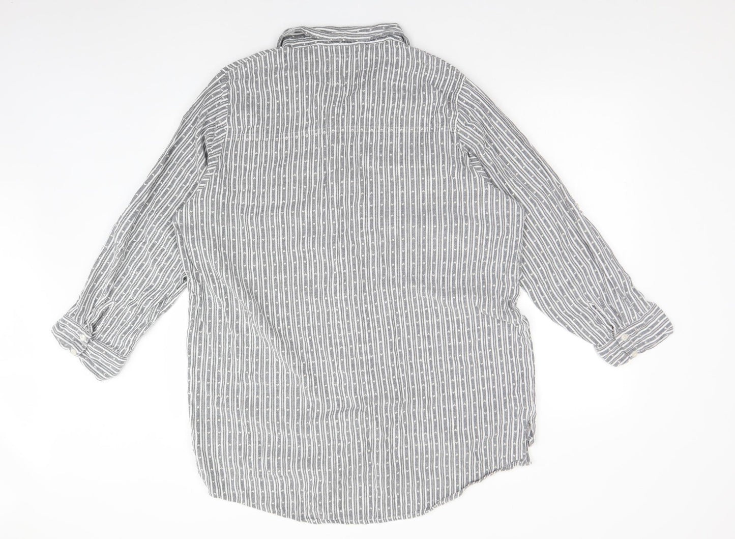 LOVE TO LOUNGE Womens Grey Striped Cotton  Pyjama Top Size 2XL