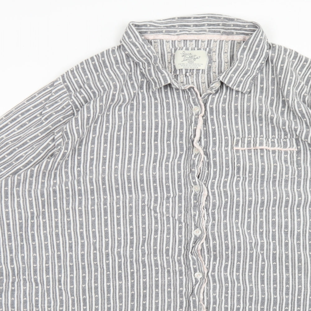 LOVE TO LOUNGE Womens Grey Striped Cotton  Pyjama Top Size 2XL
