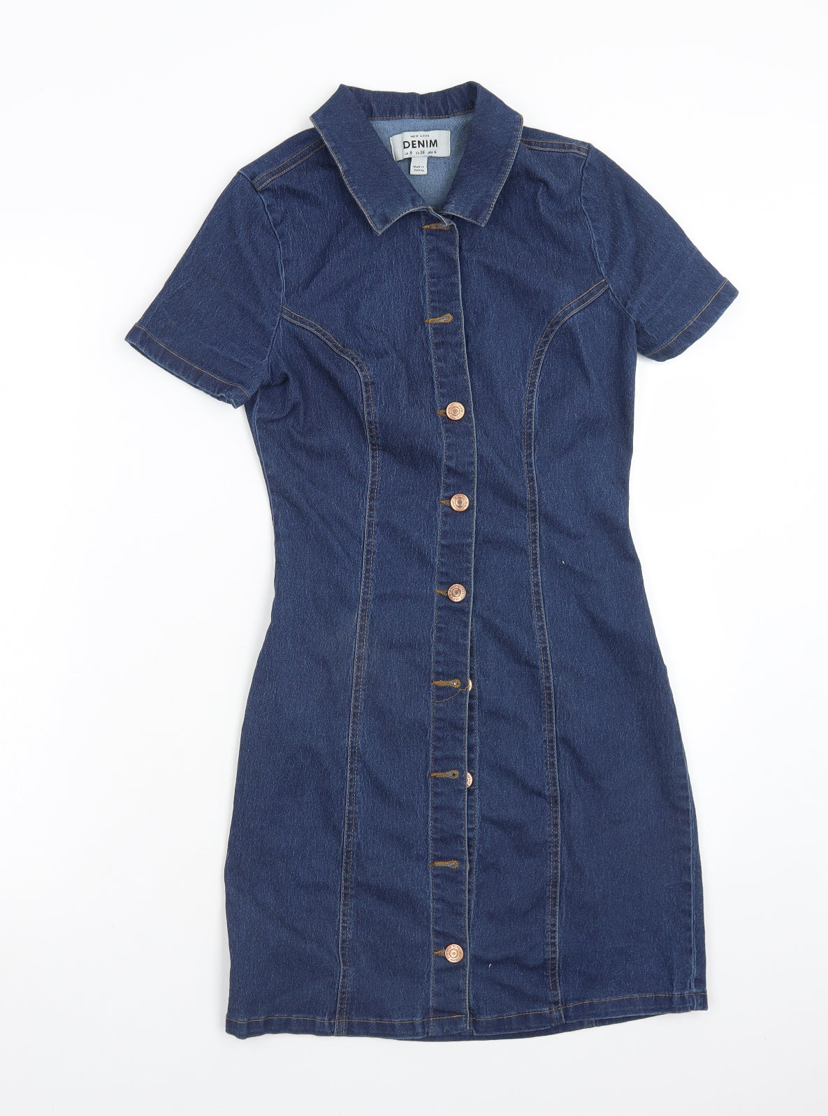DENIM CO Womens Blue  Cotton Bodycon  Size 8  Collared