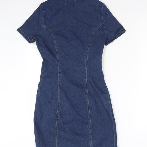 DENIM CO Womens Blue  Cotton Bodycon  Size 8  Collared