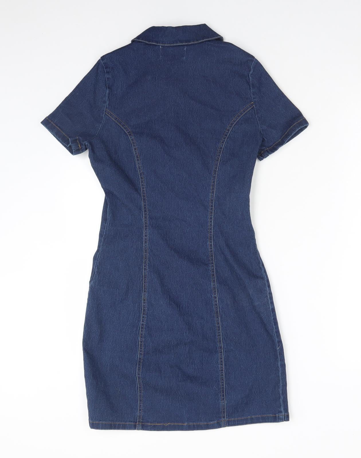 DENIM CO Womens Blue  Cotton Bodycon  Size 8  Collared