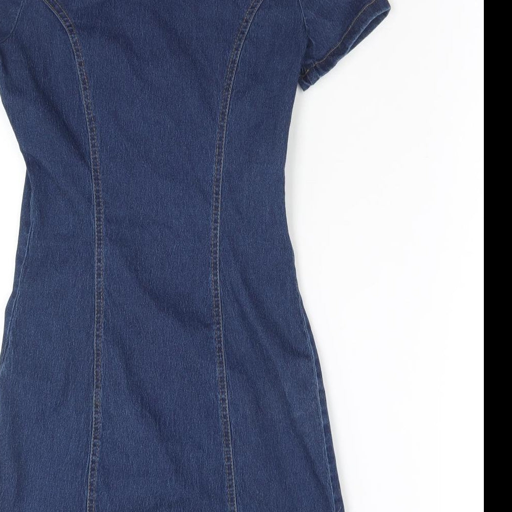 DENIM CO Womens Blue  Cotton Bodycon  Size 8  Collared