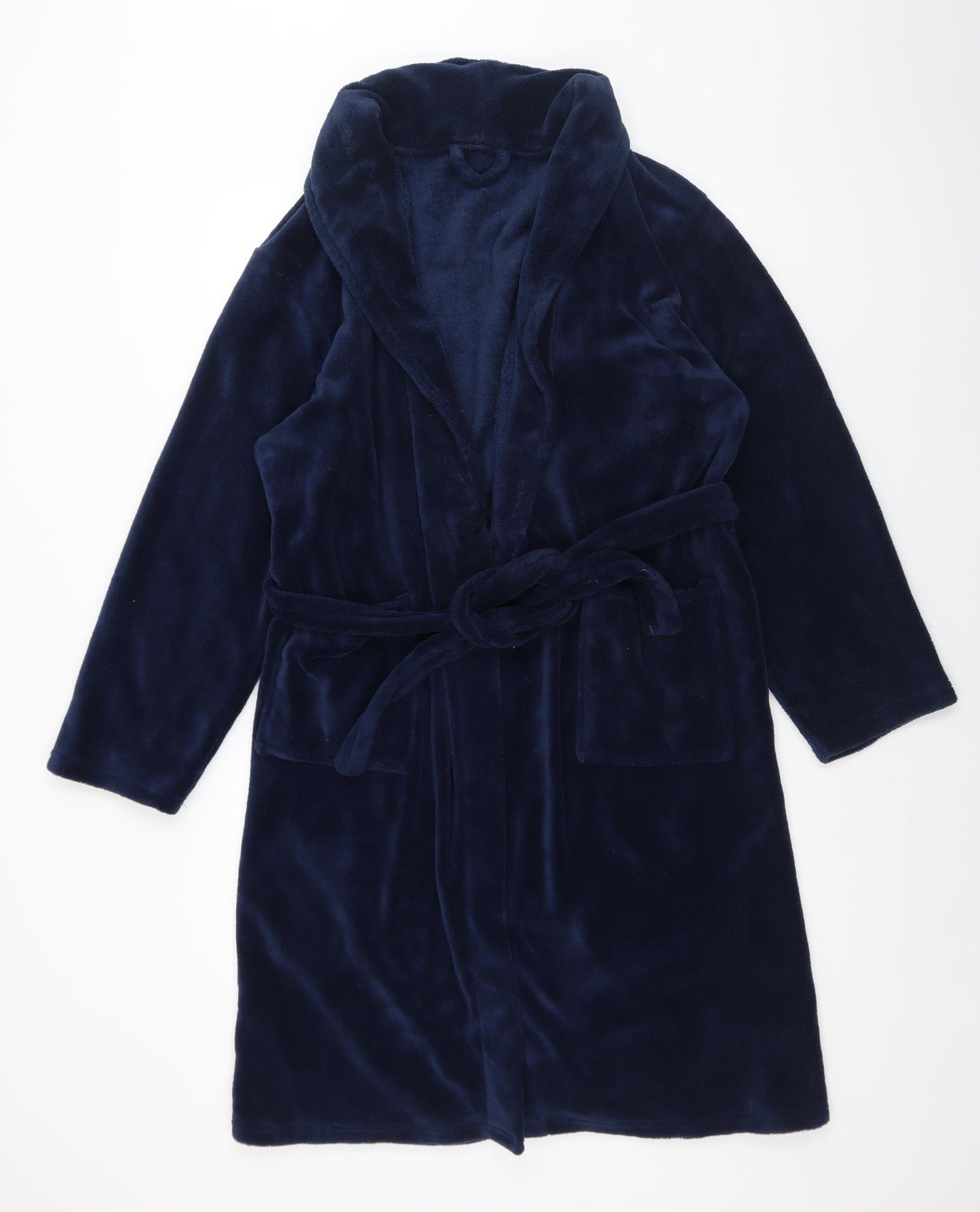 George Mens Blue Solid Polyester  Robe Size M