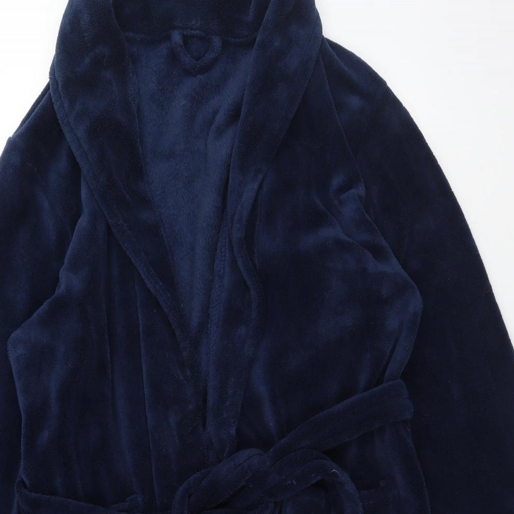 George Mens Blue Solid Polyester  Robe Size M