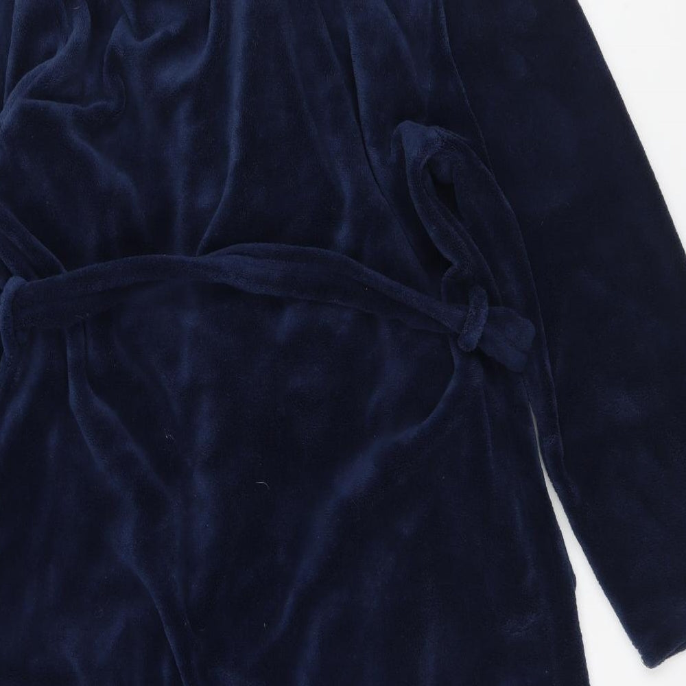 George Mens Blue Solid Polyester  Robe Size M