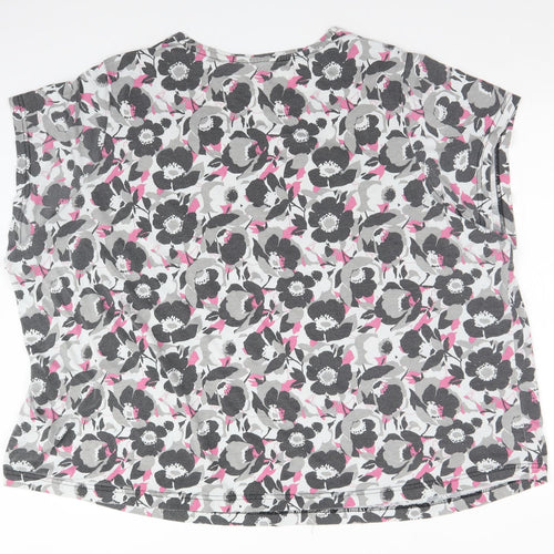 PRETTY SECRETS Womens Multicoloured Floral Polyester Basic T-Shirt Size 34 Round Neck