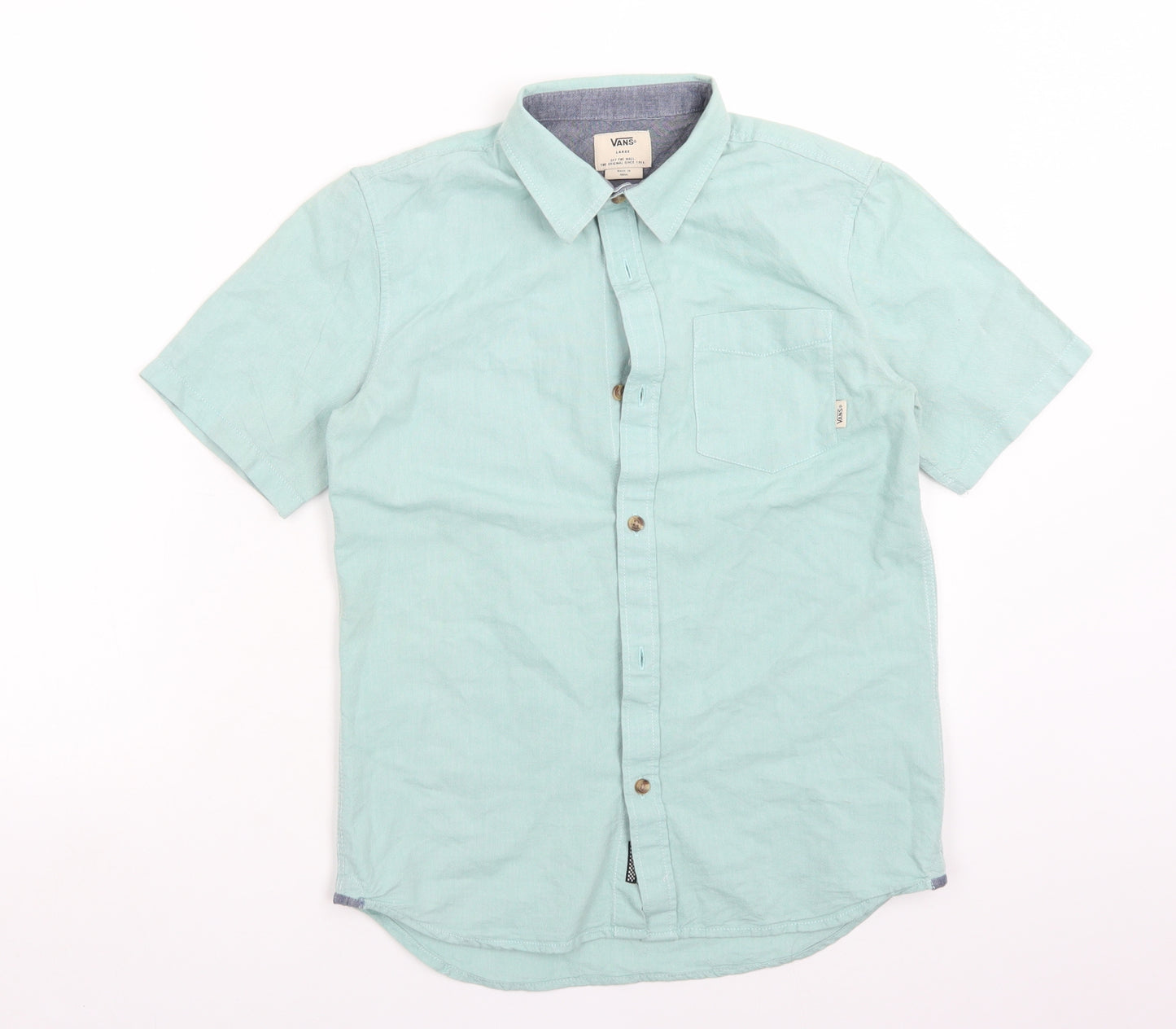 VANS Mens Green  Cotton  Button-Up Size L Collared