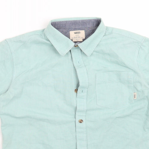VANS Mens Green  Cotton  Button-Up Size L Collared