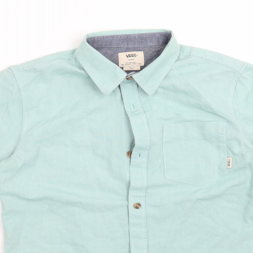 VANS Mens Green  Cotton  Button-Up Size L Collared