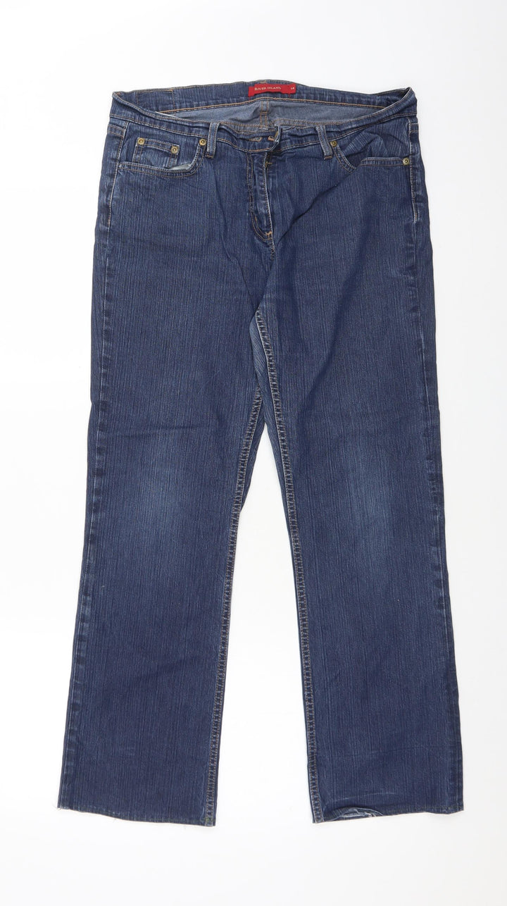 River Island Womens Blue Cotton Snow Pants Trousers Size 14 L27 in Regular