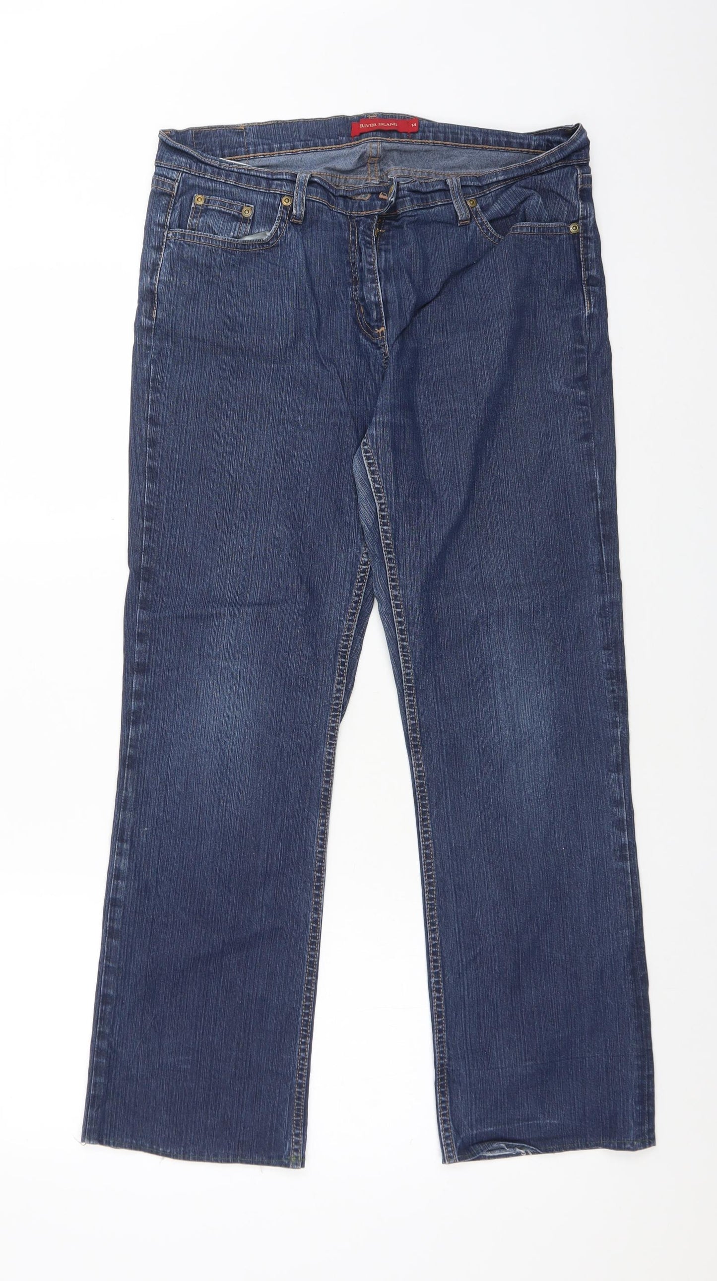 River Island Womens Blue  Cotton Snow Pants Trousers Size 14 L27 in Regular