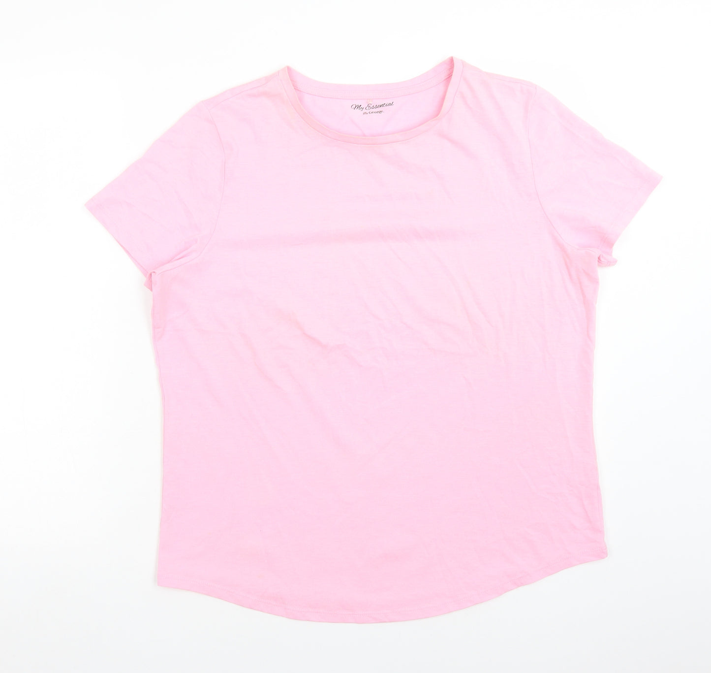 George Womens Pink  Cotton Basic T-Shirt Size 16 Crew Neck