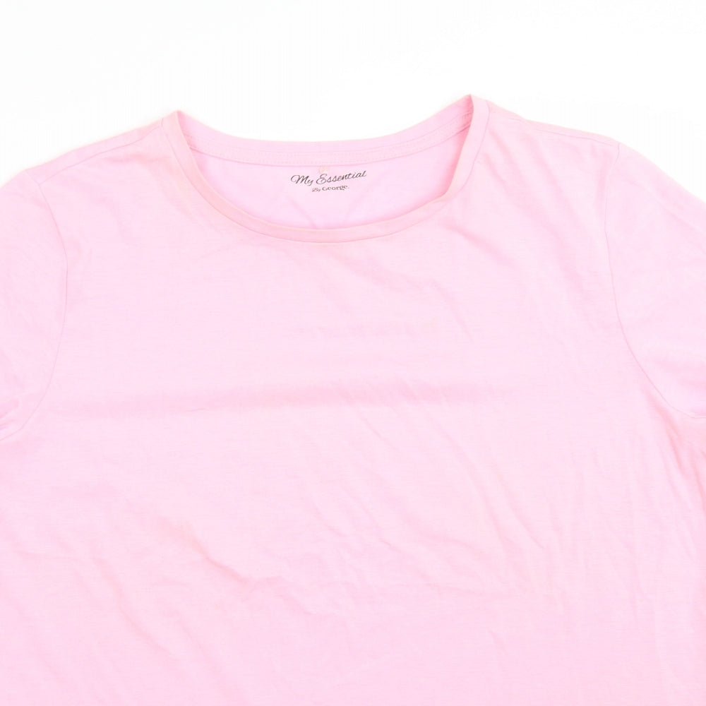 George Womens Pink  Cotton Basic T-Shirt Size 16 Crew Neck