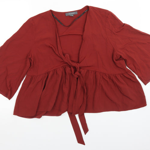 Primark Womens Brown  Viscose Basic Blouse Size 14 V-Neck