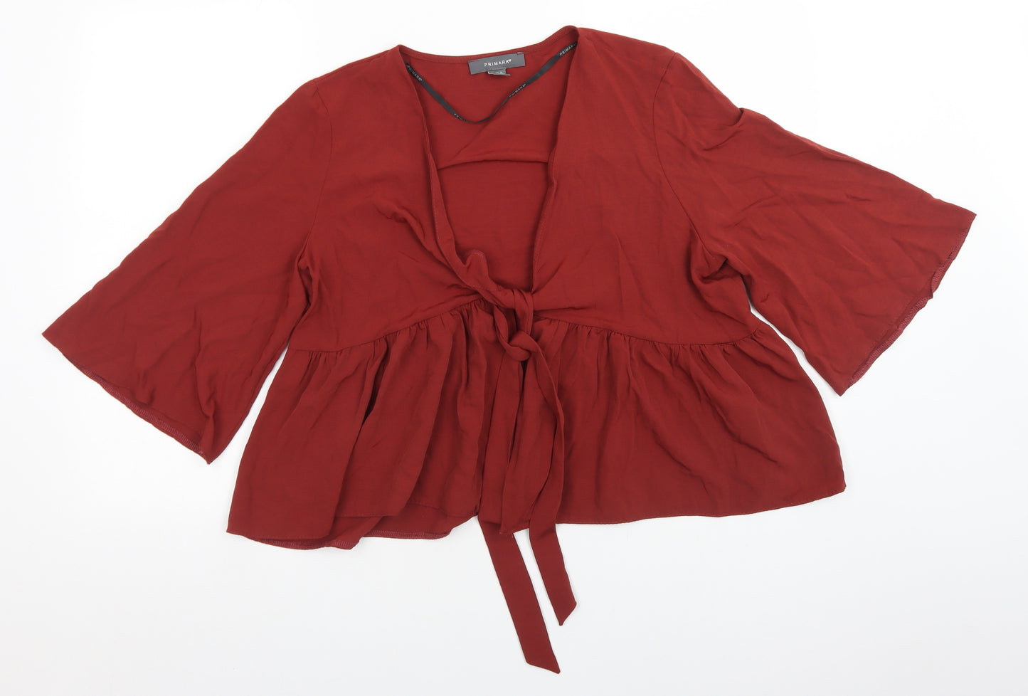 Primark Womens Brown  Viscose Basic Blouse Size 14 V-Neck