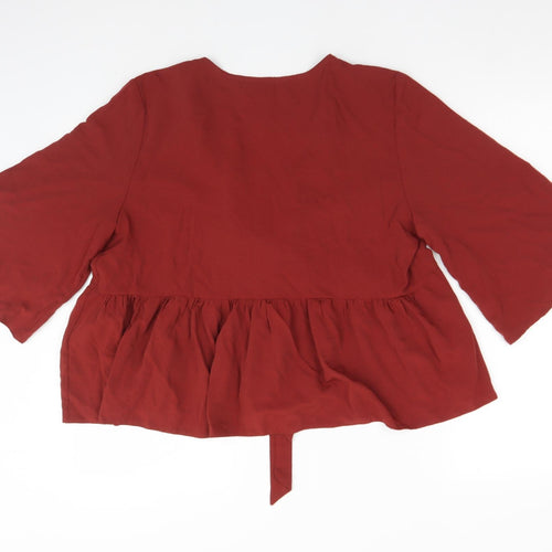 Primark Womens Brown  Viscose Basic Blouse Size 14 V-Neck