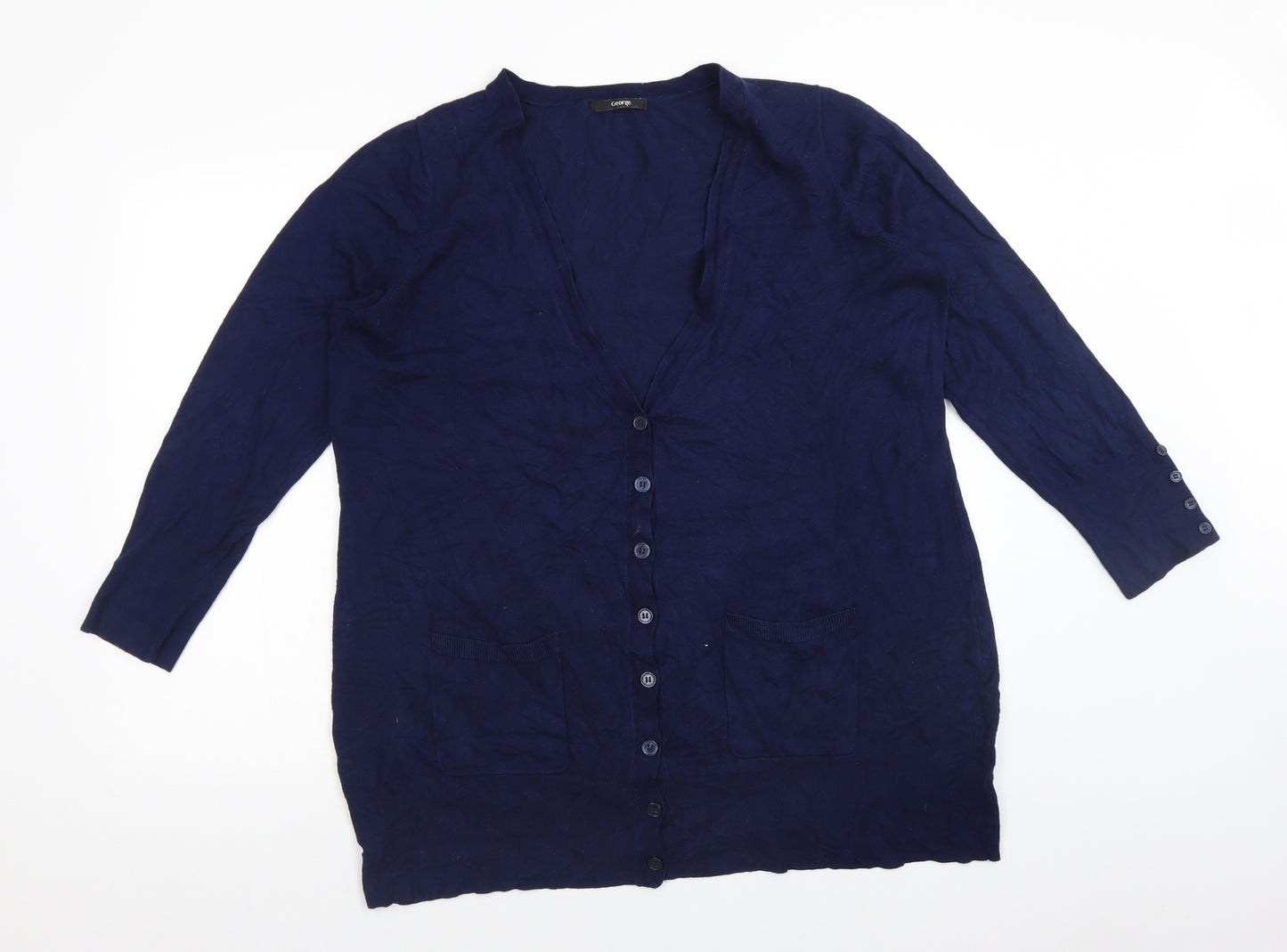 George Womens Blue V-Neck  Viscose Cardigan Jumper Size 24