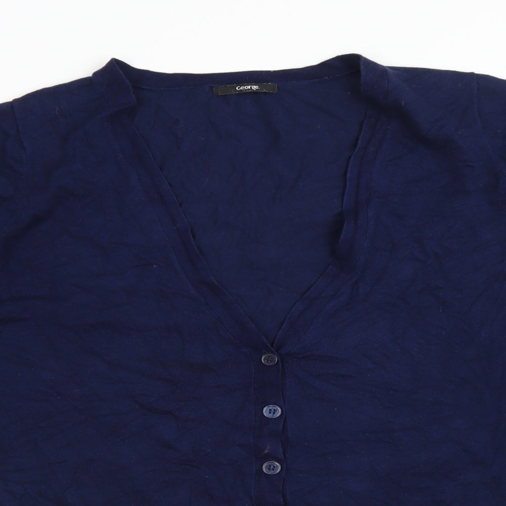 George Womens Blue V-Neck  Viscose Cardigan Jumper Size 24