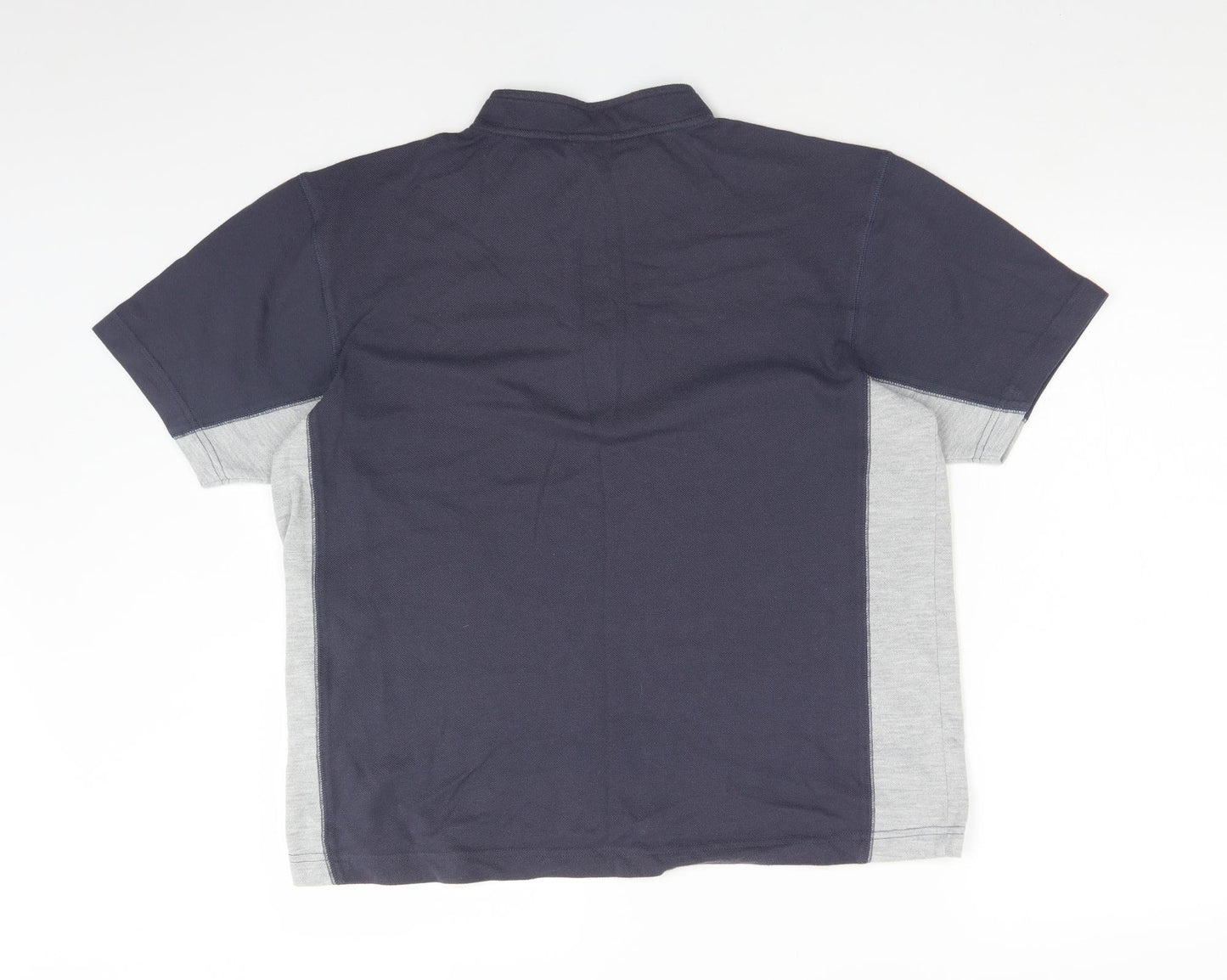 TOG 24 Mens Blue Colourblock Cotton  Polo Size M Mock Neck