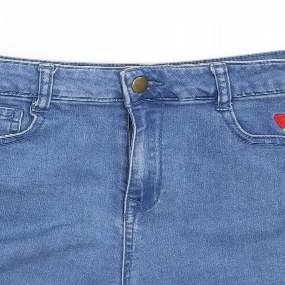Golddigga Womens Blue  Cotton Hot Pants Shorts Size 10  Regular  - ALOHA BEACHES. PINEAPPLES