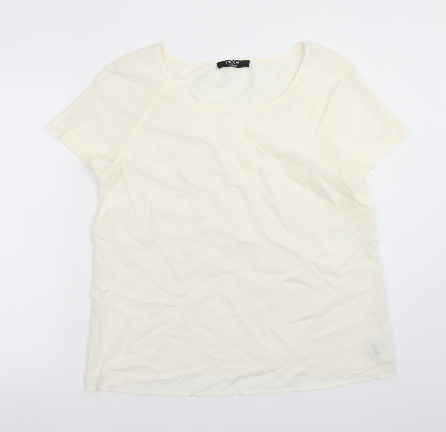 George Womens Yellow  Viscose Basic T-Shirt Size 16 Round Neck