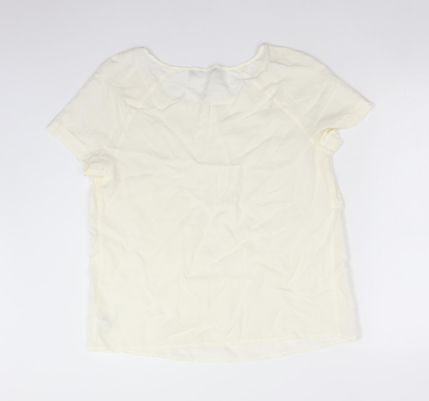 George Womens Yellow  Viscose Basic T-Shirt Size 16 Round Neck