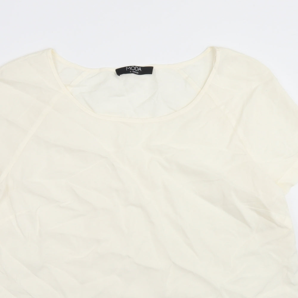 George Womens Yellow  Viscose Basic T-Shirt Size 16 Round Neck