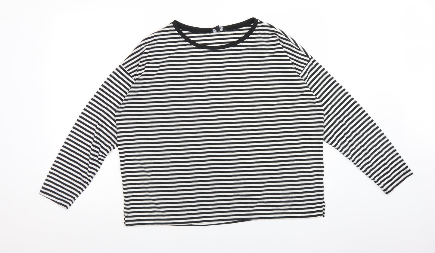 Peacocks Womens Multicoloured Striped Polyester Basic T-Shirt Size 14 Crew Neck