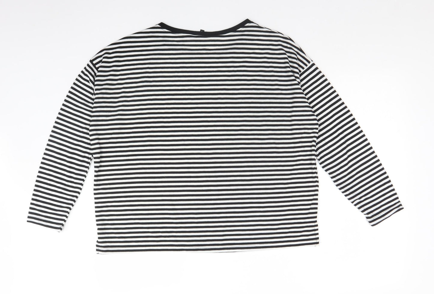 Peacocks Womens Multicoloured Striped Polyester Basic T-Shirt Size 14 Crew Neck